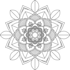 Easy Mandala coloring book simple and basic for beginners, seniors and children. Set of Mehndi flower pattern for Henna drawing and tattoo. Decoration in ethnic oriental, Indian style.