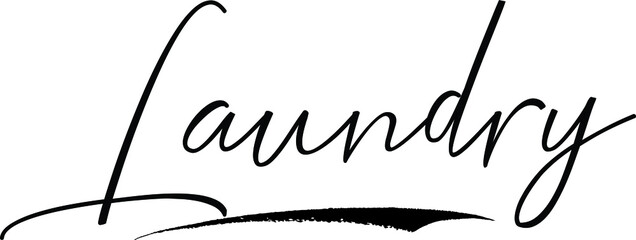 Laundry Calligraphy Handwritten Typography Text on
White Background