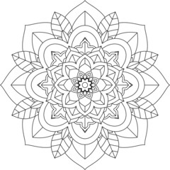 Easy Mandala coloring book simple and basic for beginners, seniors and children. Set of Mehndi flower pattern for Henna drawing and tattoo. Decoration in ethnic oriental, Indian style.