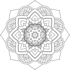 Easy Mandala coloring book simple and basic for beginners, seniors and children. Set of Mehndi flower pattern for Henna drawing and tattoo. Decoration in ethnic oriental, Indian style.