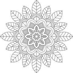 Easy Mandala coloring book simple and basic for beginners, seniors and children. Set of Mehndi flower pattern for Henna drawing and tattoo. Decoration in ethnic oriental, Indian style.