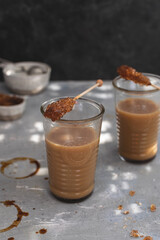 Comfort fall drink, Hot cocoa with sugar rock candy
