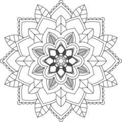 Easy Mandala coloring book simple and basic for beginners, seniors and children. Set of Mehndi flower pattern for Henna drawing and tattoo. Decoration in ethnic oriental, Indian style.