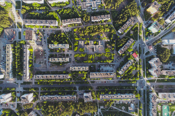 Obraz premium Aerial Townscape of Town Poliarnye Zori located in Northwestern Russia