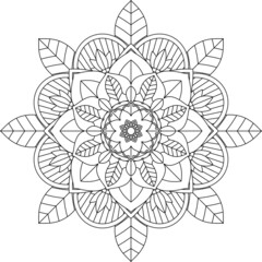Easy Mandala coloring book simple and basic for beginners, seniors and children. Set of Mehndi flower pattern for Henna drawing and tattoo. Decoration in ethnic oriental, Indian style.