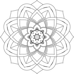 Easy Mandala coloring book simple and basic for beginners, seniors and children. Set of Mehndi flower pattern for Henna drawing and tattoo. Decoration in ethnic oriental, Indian style.