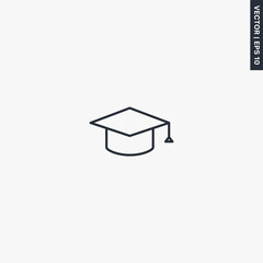 Square academic hat, linear style sign for mobile concept and web design