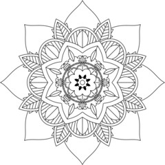 Easy Mandala coloring book simple and basic for beginners, seniors and children. Set of Mehndi flower pattern for Henna drawing and tattoo. Decoration in ethnic oriental, Indian style.