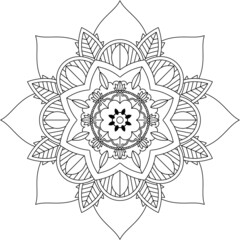 Easy Mandala coloring book simple and basic for beginners, seniors and children. Set of Mehndi flower pattern for Henna drawing and tattoo. Decoration in ethnic oriental, Indian style.