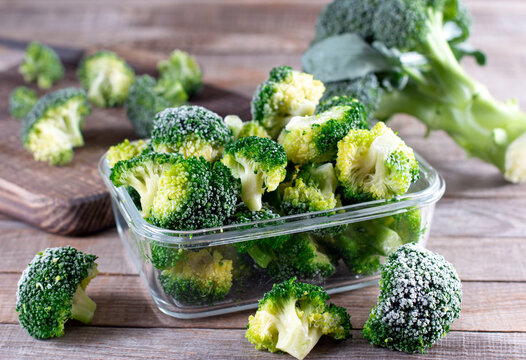 Broccoli in a glass container for long-term storage