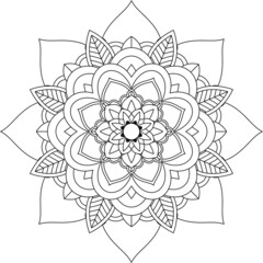 Easy Mandala coloring book simple and basic for beginners, seniors and children. Set of Mehndi flower pattern for Henna drawing and tattoo. Decoration in ethnic oriental, Indian style.