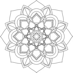 Easy Mandala coloring book simple and basic for beginners, seniors and children. Set of Mehndi flower pattern for Henna drawing and tattoo. Decoration in ethnic oriental, Indian style.