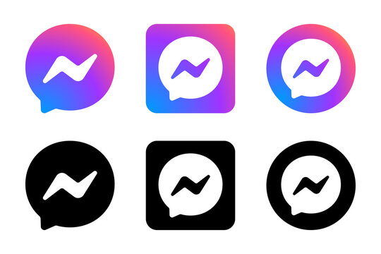 New Facebook messenger social media network vector logo / icon set collection for apps and websites