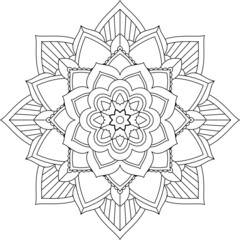 Easy Mandala coloring book simple and basic for beginners, seniors and children. Set of Mehndi flower pattern for Henna drawing and tattoo. Decoration in ethnic oriental, Indian style.