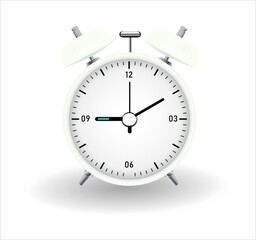 white alarm clock. isolated over white background