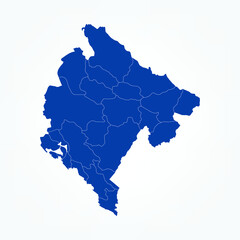 High Detailed Blue Map of Montenegro on White isolated background, Vector Illustration EPS 10
