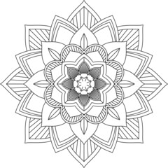 Easy Mandala coloring book simple and basic for beginners, seniors and children. Set of Mehndi flower pattern for Henna drawing and tattoo. Decoration in ethnic oriental, Indian style.