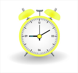 Yellow alarm clock. isolated over white background
