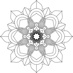 Easy Mandala coloring book simple and basic for beginners, seniors and children. Set of Mehndi flower pattern for Henna drawing and tattoo. Decoration in ethnic oriental, Indian style.