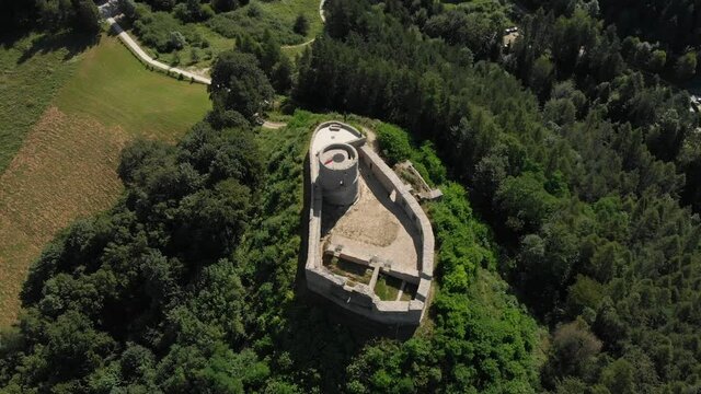 Ruins of Medieval Castle in Mountains in summer. Beskid Sadecki, near village Rytro, Poland.