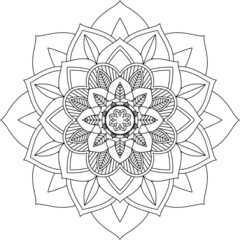 Easy Mandala coloring book simple and basic for beginners, seniors and children. Set of Mehndi flower pattern for Henna drawing and tattoo. Decoration in ethnic oriental, Indian style.