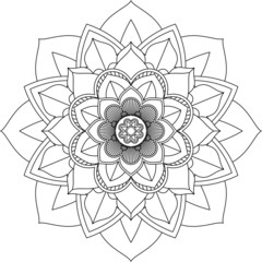 Easy Mandala coloring book simple and basic for beginners, seniors and children. Set of Mehndi flower pattern for Henna drawing and tattoo. Decoration in ethnic oriental, Indian style.