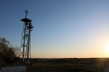 A telecommunication mast in the dusk