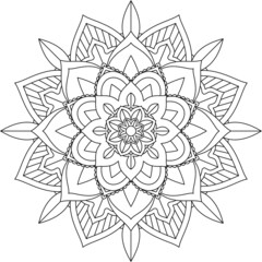 Easy Mandala coloring book simple and basic for beginners, seniors and children. Set of Mehndi flower pattern for Henna drawing and tattoo. Decoration in ethnic oriental, Indian style.