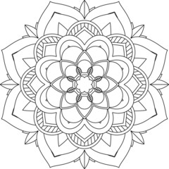 Easy Mandala coloring book simple and basic for beginners, seniors and children. Set of Mehndi flower pattern for Henna drawing and tattoo. Decoration in ethnic oriental, Indian style.