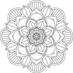 Easy Mandala coloring book simple and basic for beginners, seniors and children. Set of Mehndi flower pattern for Henna drawing and tattoo. Decoration in ethnic oriental, Indian style.