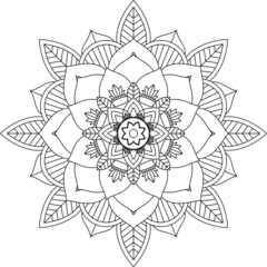 Easy Mandala coloring book simple and basic for beginners, seniors and children. Set of Mehndi flower pattern for Henna drawing and tattoo. Decoration in ethnic oriental, Indian style.