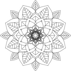 Easy Mandala coloring book simple and basic for beginners, seniors and children. Set of Mehndi flower pattern for Henna drawing and tattoo. Decoration in ethnic oriental, Indian style.