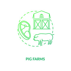 Pig farms concept icon. Farm production types. Healthy organic meat. Mamal ranch farming. Animal foods production idea thin line illustration. Vector isolated outline RGB color drawing