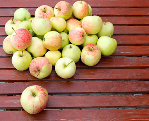 Apples on table.