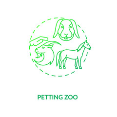 Petting zoo concept icon. Interesting farming activities varieties. Exciting things to visit while traveling. Agritourism idea thin line illustration. Vector isolated outline RGB color drawing