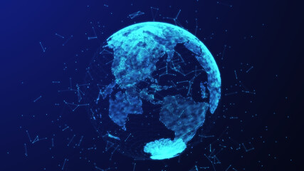 World map with points composition. Global network connection. 3D rendering.