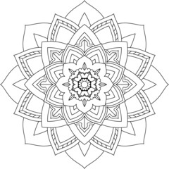 Easy Mandala coloring book simple and basic for beginners, seniors and children. Set of Mehndi flower pattern for Henna drawing and tattoo. Decoration in ethnic oriental, Indian style.
