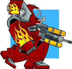 Flame Thrower Machine - Vector Illustration
