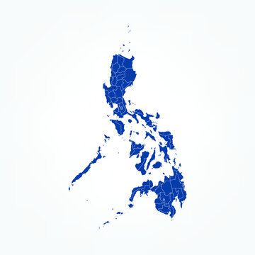 High Detailed Blue Map of Philippines on White isolated background, Vector Illustration EPS 10