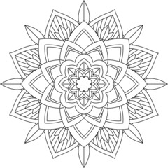 Easy Mandala coloring book simple and basic for beginners, seniors and children. Set of Mehndi flower pattern for Henna drawing and tattoo. Decoration in ethnic oriental, Indian style.