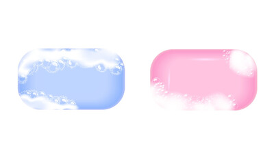 Bar of soap..Realistic vector illustration.Shampoo bubbles texture.
