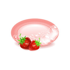 Bar of soap..Realistic vector illustration.Shampoo bubbles texture.