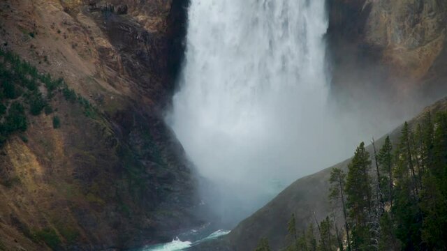 The Grand Canyon of Yellowstone National Park close up of the drop zone of the lower falls