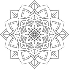 Easy Mandala coloring book simple and basic for beginners, seniors and children. Set of Mehndi flower pattern for Henna drawing and tattoo. Decoration in ethnic oriental, Indian style.