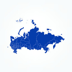High Detailed Blue Map of Russia on White isolated background, Vector Illustration EPS 10