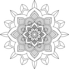 Easy Mandala coloring book simple and basic for beginners, seniors and children. Set of Mehndi flower pattern for Henna drawing and tattoo. Decoration in ethnic oriental, Indian style.