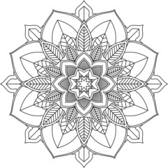 Easy Mandala coloring book simple and basic for beginners, seniors and children. Set of Mehndi flower pattern for Henna drawing and tattoo. Decoration in ethnic oriental, Indian style.