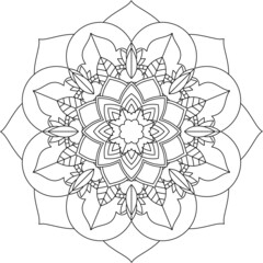 Easy Mandala coloring book simple and basic for beginners, seniors and children. Set of Mehndi flower pattern for Henna drawing and tattoo. Decoration in ethnic oriental, Indian style.