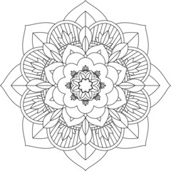 Easy Mandala coloring book simple and basic for beginners, seniors and children. Set of Mehndi flower pattern for Henna drawing and tattoo. Decoration in ethnic oriental, Indian style.