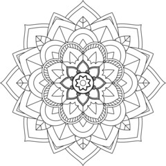 Easy Mandala coloring book simple and basic for beginners, seniors and children. Set of Mehndi flower pattern for Henna drawing and tattoo. Decoration in ethnic oriental, Indian style.